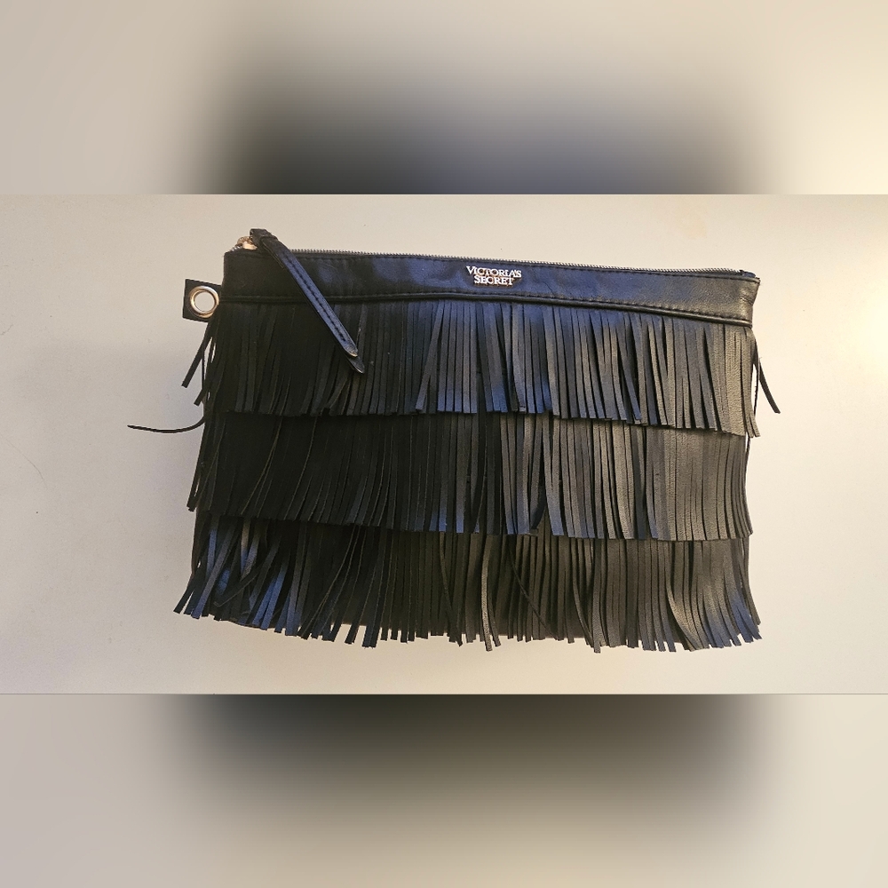 Victoria's Secret Black Fringe Clutch